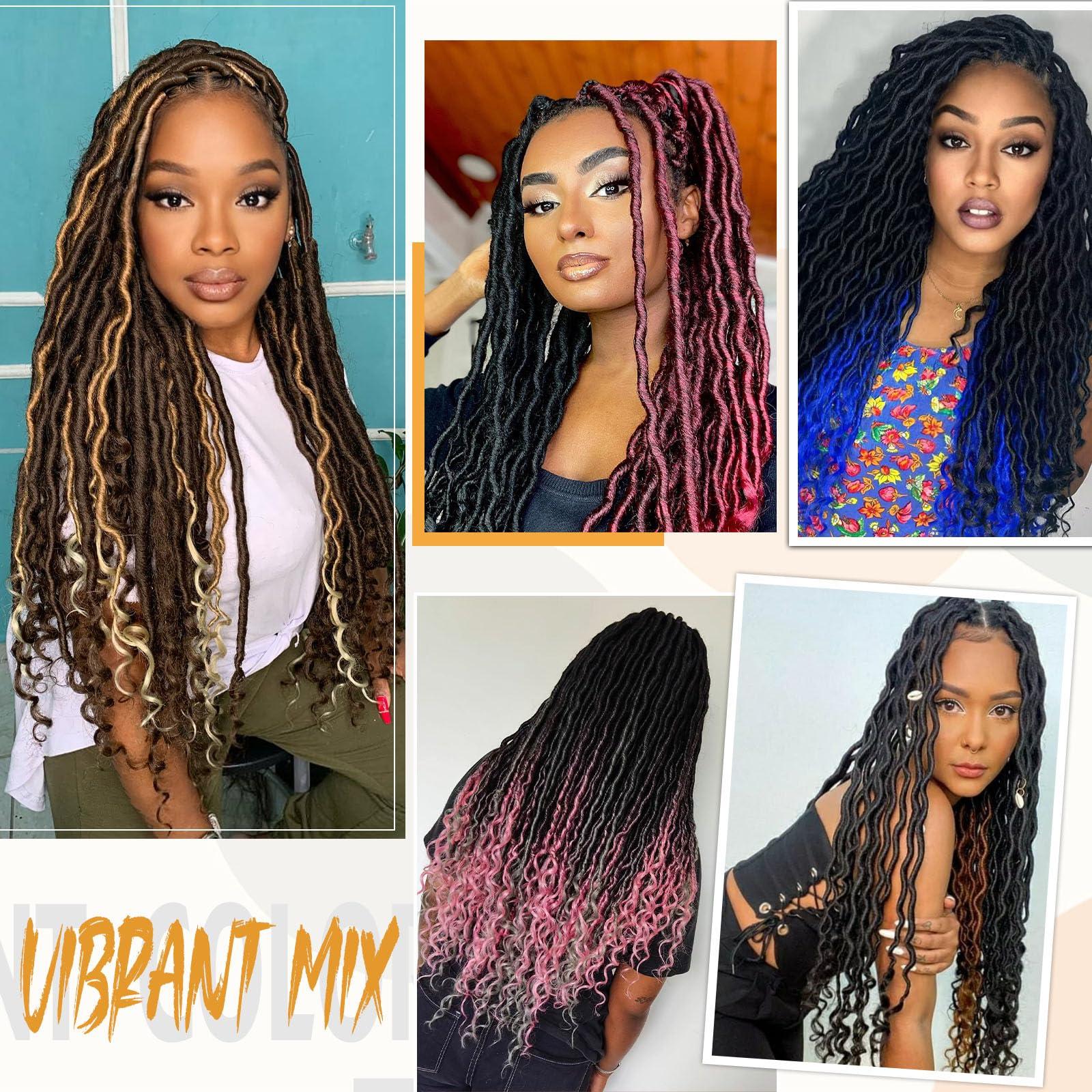 Cohariss Short Faux Locs Crochet Hair Pre Looped 12 Inch 6 Packs Goddess Locs Crochet Hair Soft Faux Locs with Curly Ends(12 Inch,6 Packs,1B)