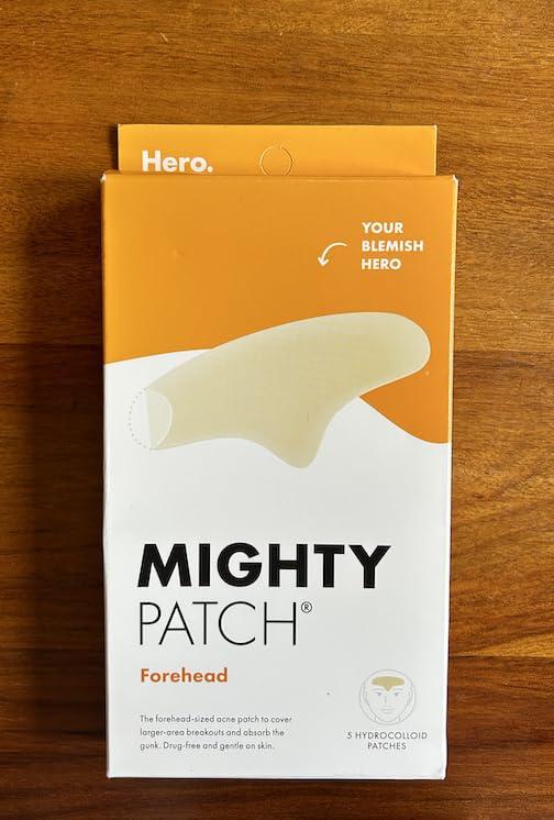 HERO COSMETICS Hero Cosmetics Mighty Patch Forehead Patch - Hydrocolloid Acne Pimple Patch, Contoured to Cover Larger Area of Zits and Blemishes - Drug-Free and Suitable for Sensitive Skin (5 Count)