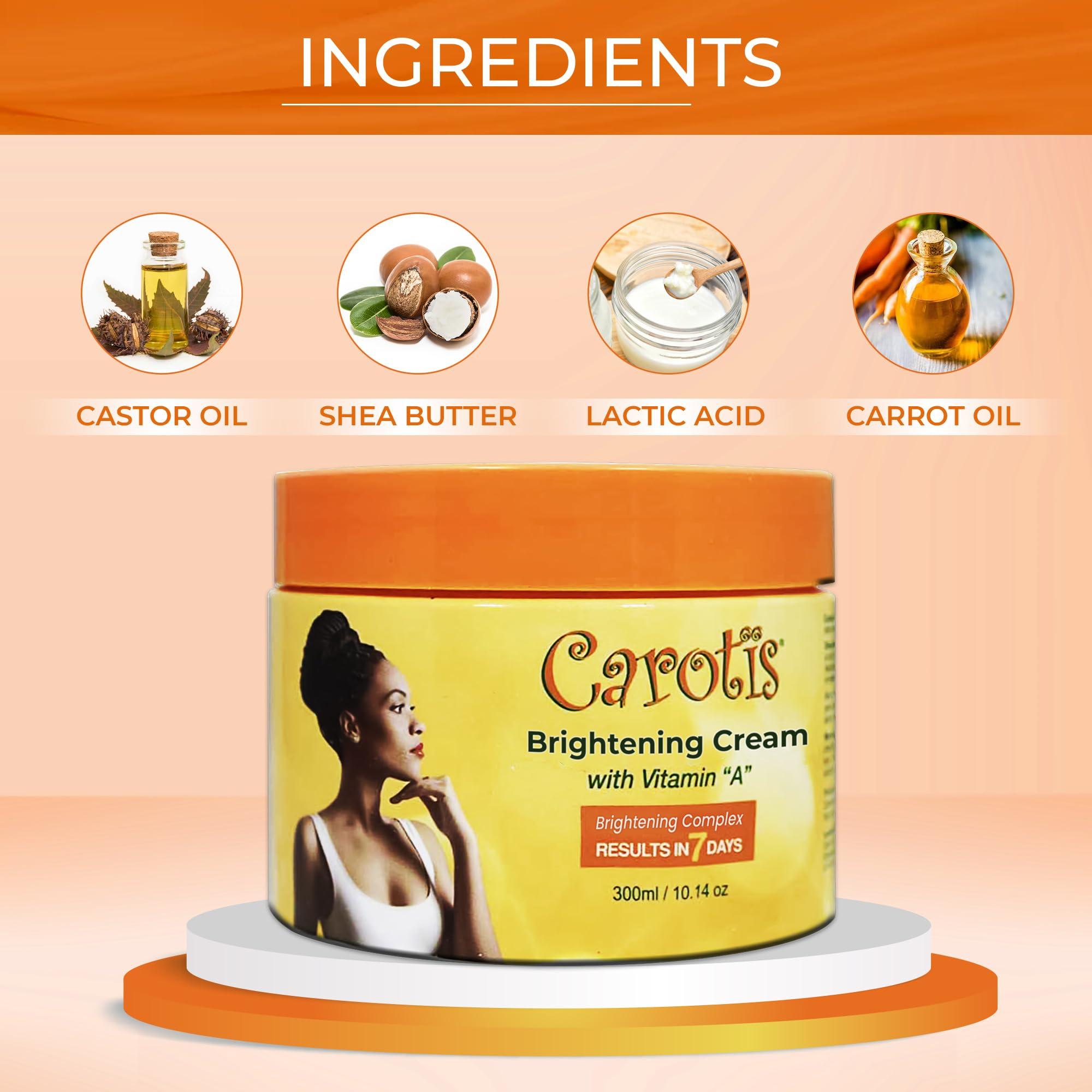 CAROTÏS CAROTS, Skin Brightening Cream 300ml / 10.14fl oz 7 Day Night Cream for Uneven Skin Tone, with Vitamin A