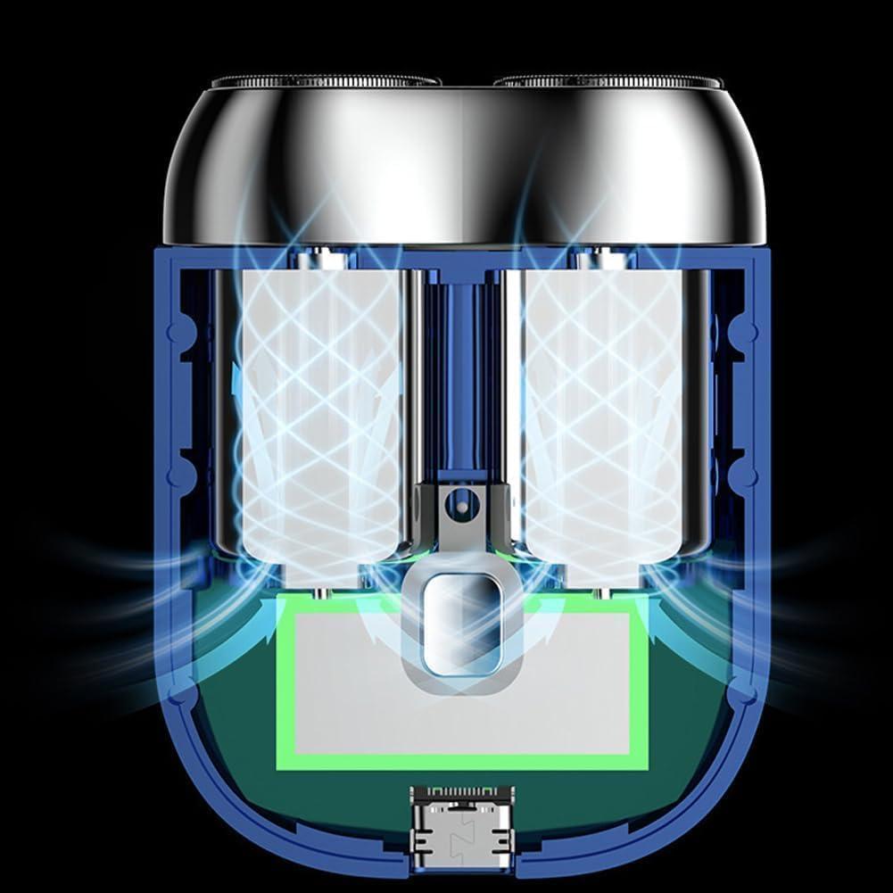 LEROON New Model Mini Dual-Head Electric Shaver, Mini Dual Head Electric Shaver, Mini Portable Electric Shaver, 2025 New Mini Razor Dual Head Portable, Double Head Razor (Blue+Silver)