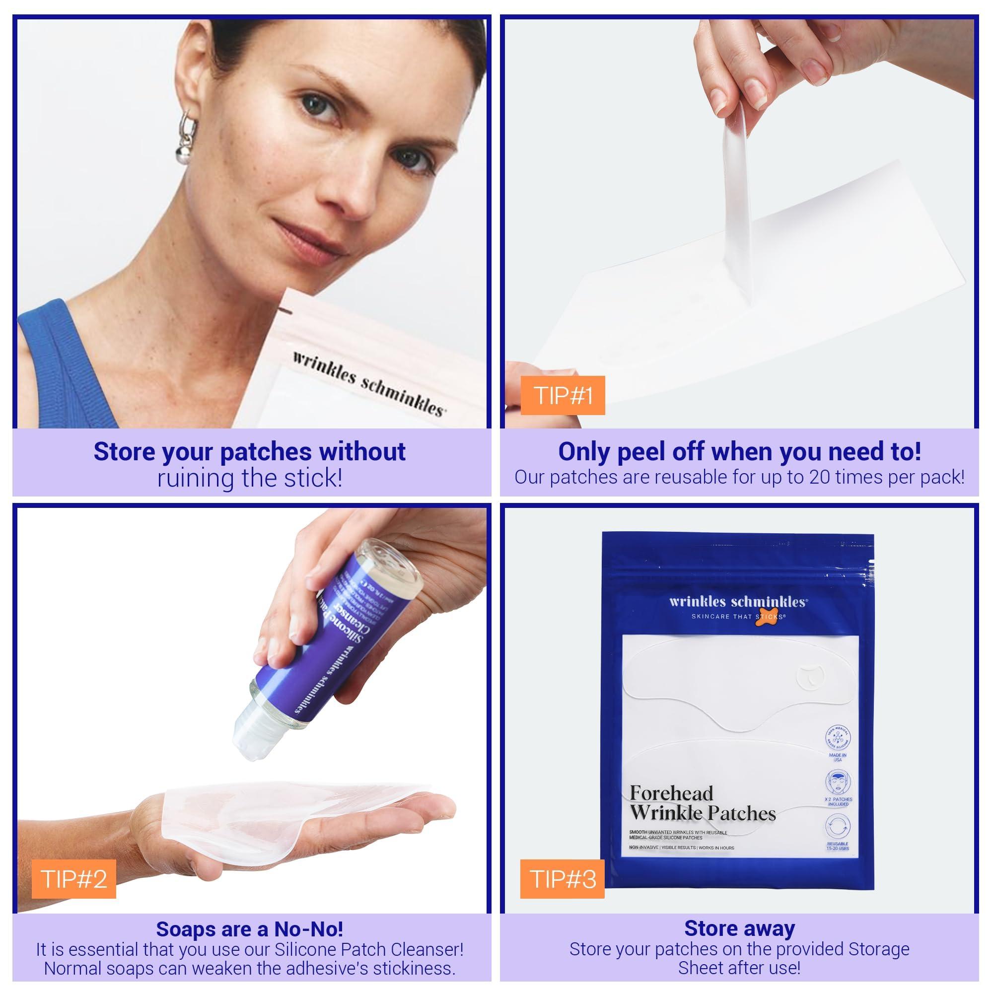 Wrinkles Schminkles Wrinkles Schminkles Forehead Wrinkle Patches, 4-Pack, Reusable Hypoallergenic Silicone Smoothing Pads for Reducing Frown Lines & Face Lift Overnight