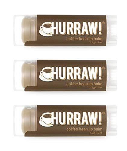 HURRAW! Hurraw! Coffee Bean Lip Balm, 3 Pack: Organic, Certified Vegan, Cruelty and Gluten Free. Non-GMO, 100% Natural Ingredients. Bee, Shea, Soy and Palm Free. Made in USA