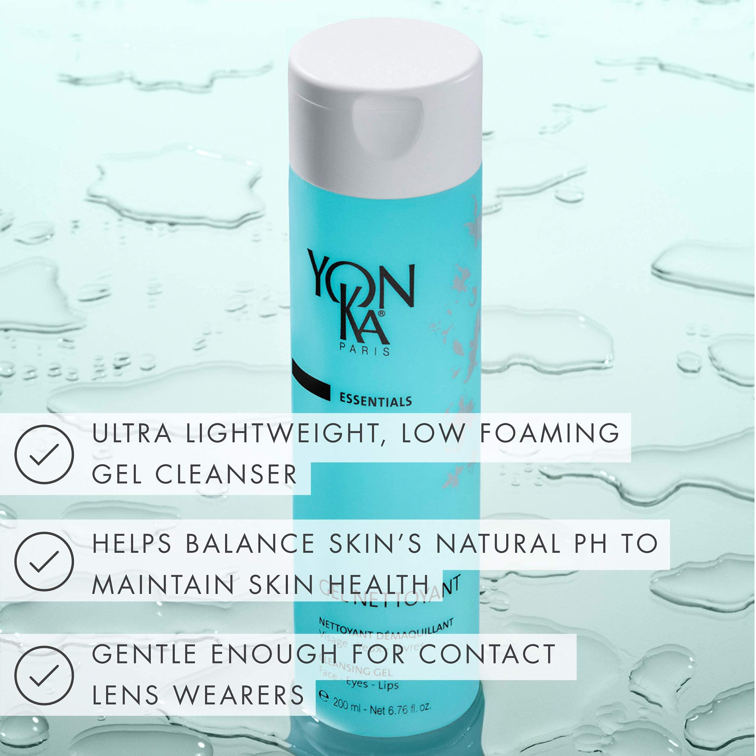 Yonka Yon-Ka Gel Nettoyant, Guarana Scrub Set, Gentle Foaming Face Wash and Makeup Remover, Facial Exfoliator and Detoxifying Scrub, Normal and Acne Prone Skin