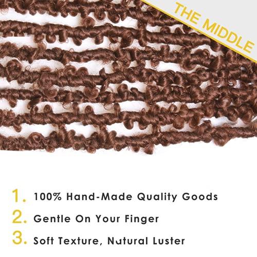ZRQ ZRQ Butterfly Locs Crochet Hair Short 12 Inch 6 Packs Brown Butterfly Braids Crochet Locs Crochet Bob Hair Pre-Looped Distressed Faux Locs For Women #30
