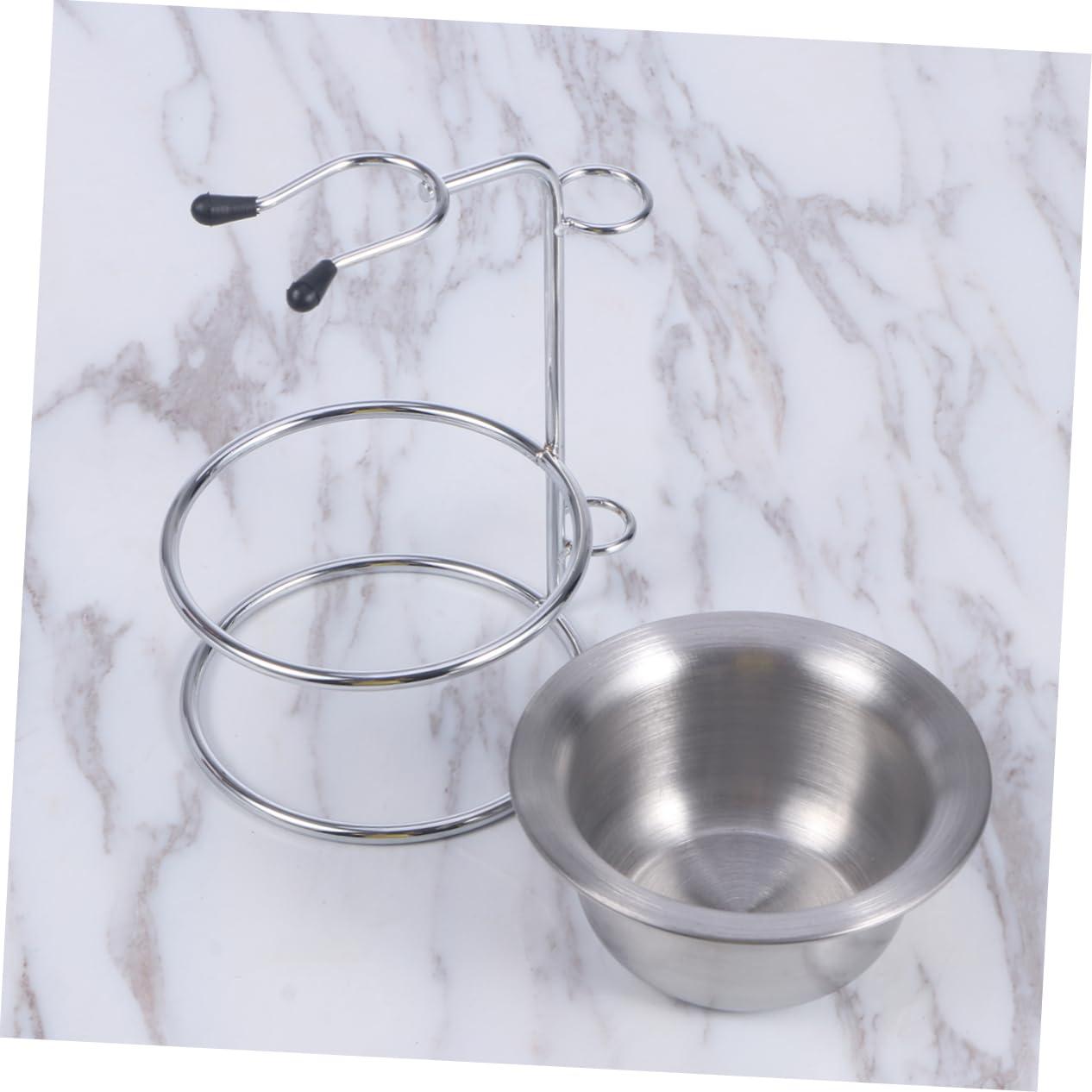 minkissy minkissy Men's Shaving Stand Bowl Brush Holder Safety Razor Brush Stand Silver Stylish