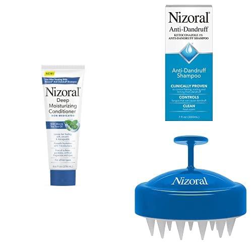 Nizoral Nizoral Deep Moisturizing Conditioner 9.4 Oz, Anti-Dandruff Shampoo 7 Fl Oz Scalp Massager Bundle