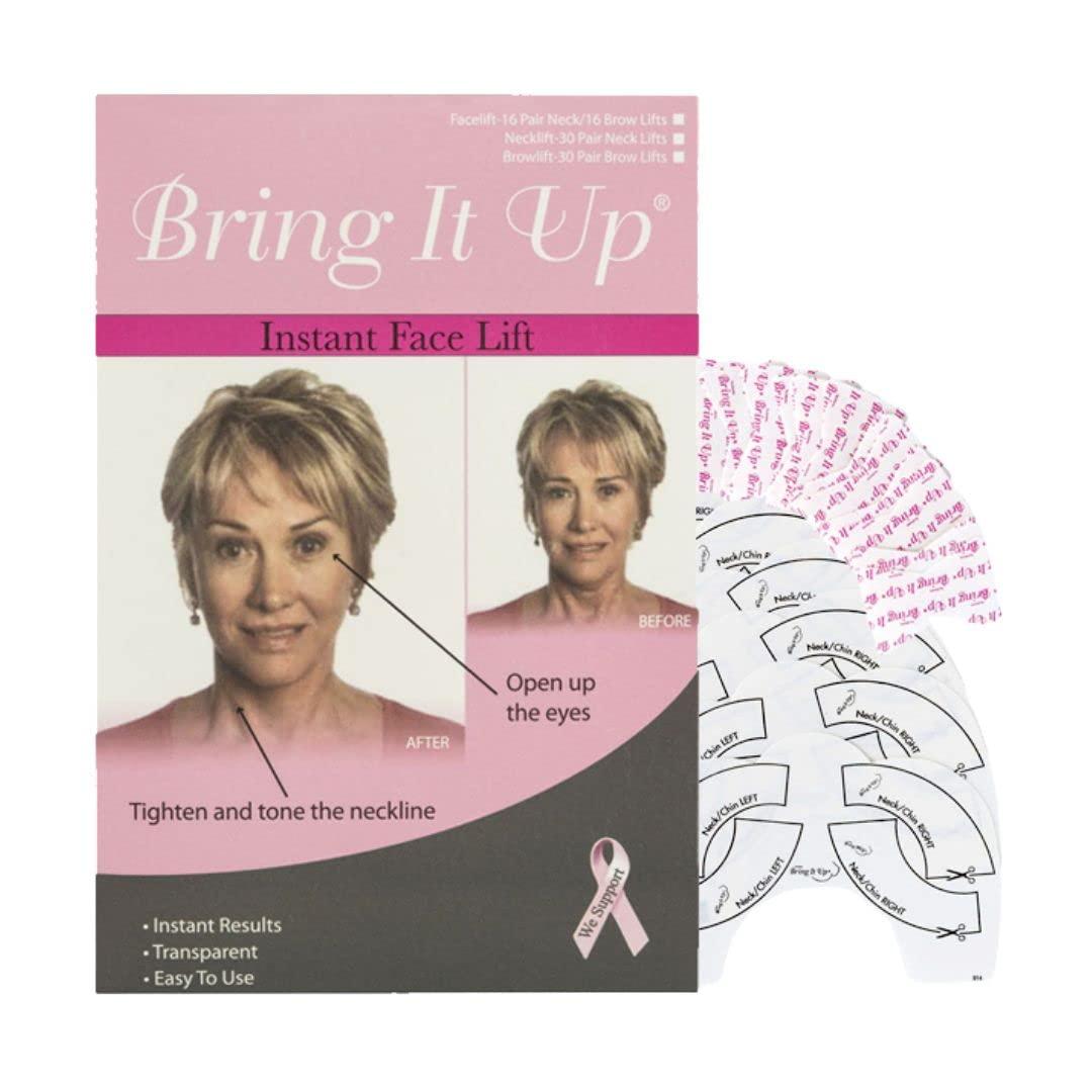 Bring It Up Bring It Up Instant Face Lift Tape Kit: 30-Day Supply, Transparent Neck & Eyebrow Lift Strips, Anti-Wrinkle Stickers, Face Tape Instantly Lifts Sagging Skin Around Face, Hides Double Chin-Made in USA