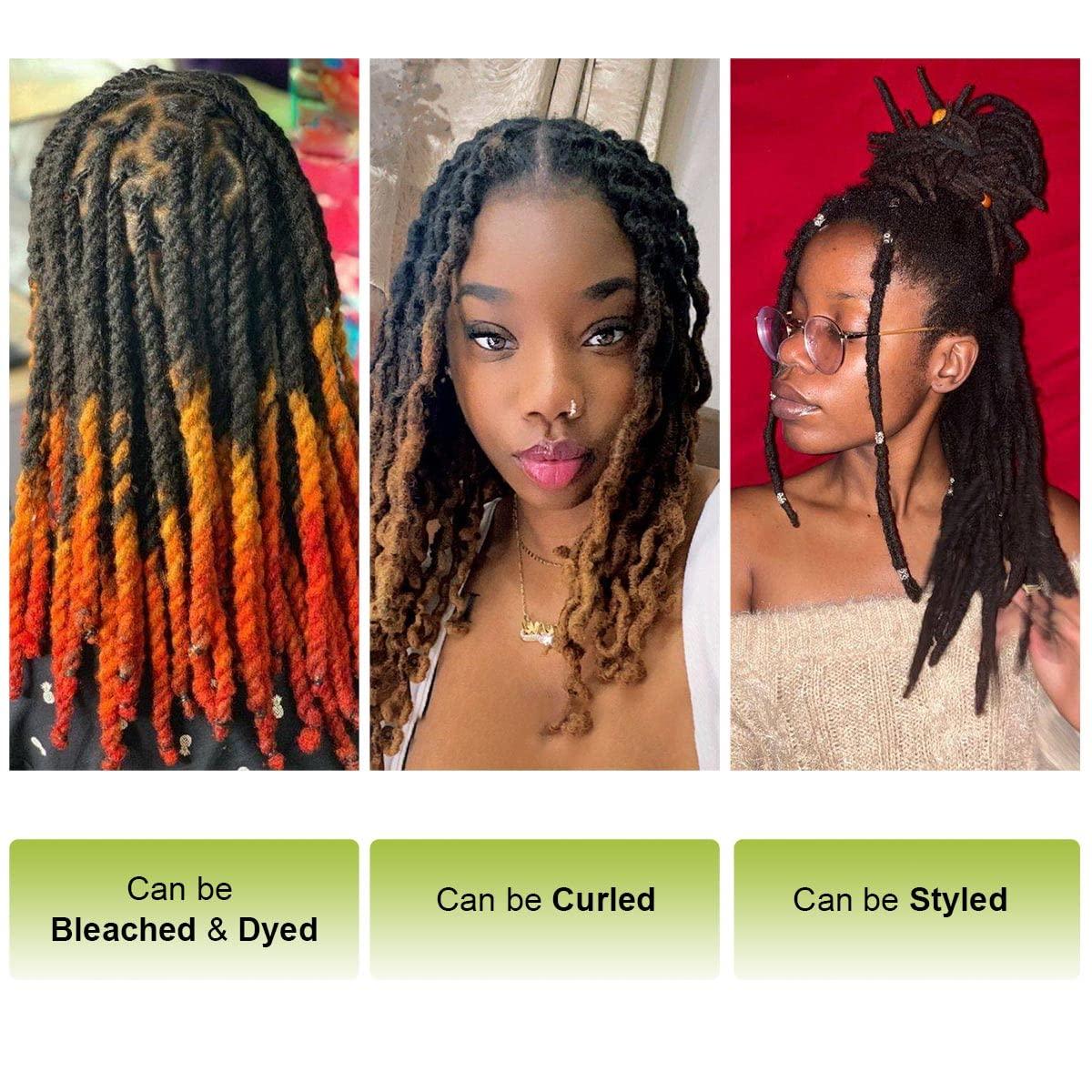 Sangtok 50 Locs 0.6cm Thickness 100% Human Hair Dreadlock Extensions, 10" Handmade Permanent loc Extensions for Black Men and Women
