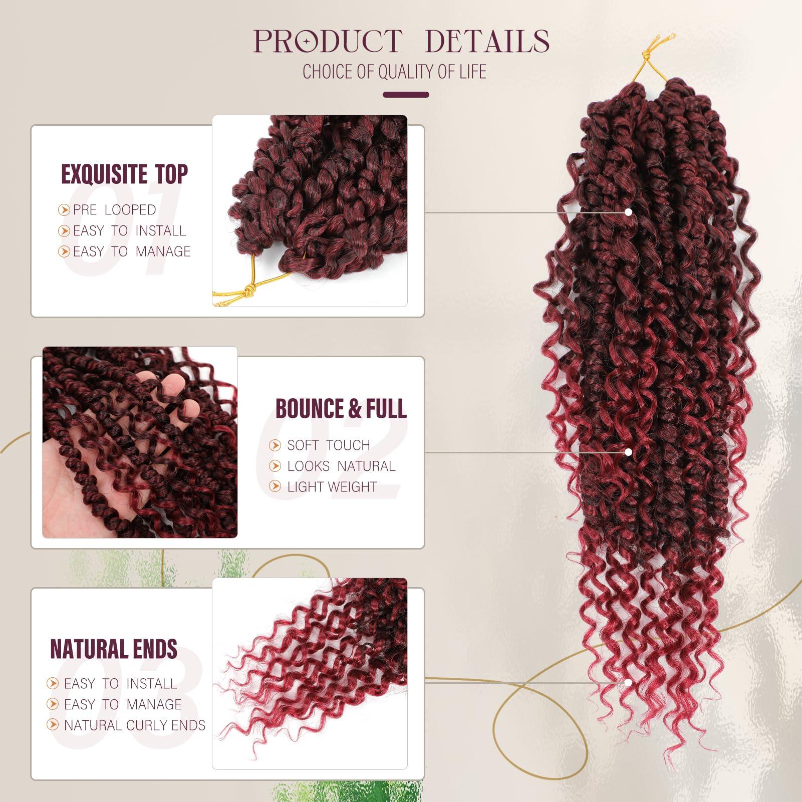 Betufllo 8 Packs Boho Passion Twist Hair With Curly Ends Goddess Passion Twist Crochet Hair 14 Inch Pre Looped Curly Ends Bohemian Synthetic Braids Hair Extensions(8 Packs, Tbug#)