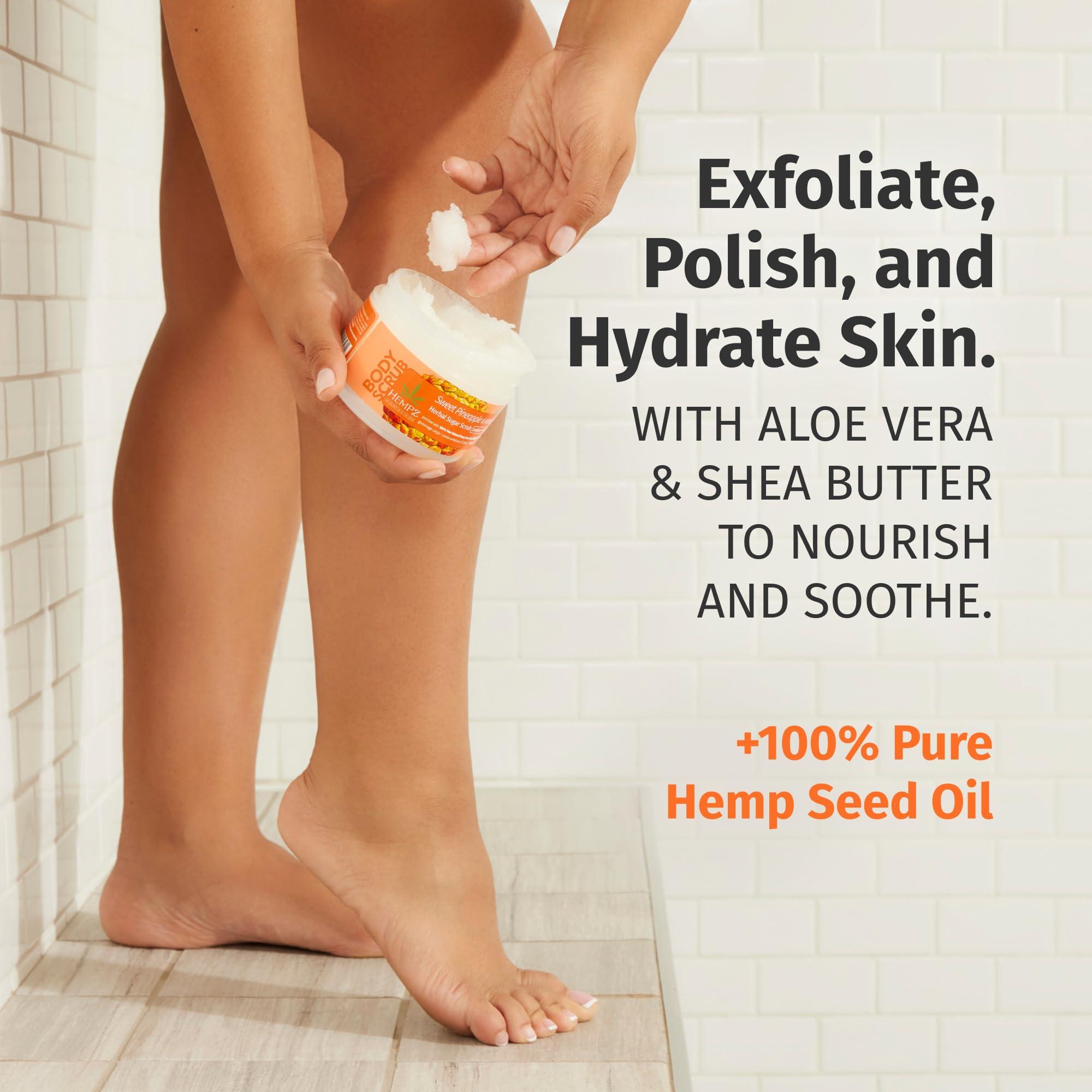 Hempz HEMPZ Sugar Body Scrub All Natural Exfoliating Shea Butter, Sugar, and Salt - For Women, Men, and Teens, 7.3 fl oz (Pineapple & Honey Melon)