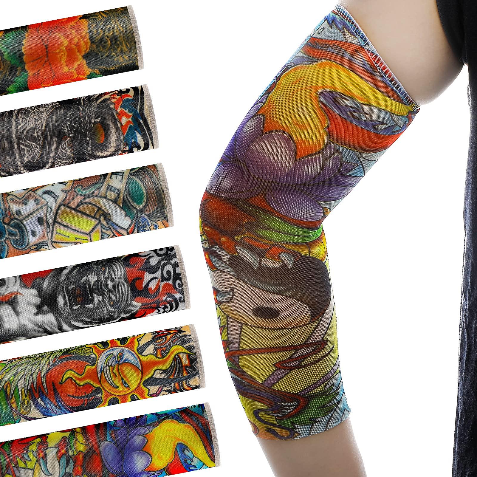 Hicarer 12 Pieces Tattoo Arm Sleeves for Kids Temporary Kids Tattoo Sleeve UV Sun Protection Kids Arm Sleeves (Rich Pattern)