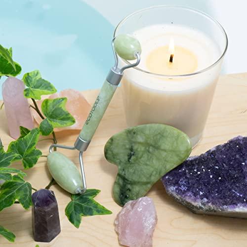 EcoTools EcoTools Beauty Skin Care Tool Jade Facial Roller and Gua Sha Stone Duo, Face Roller and Massager, Skincare and Sculpting Tools, Green, Promotes Healthy Skin, Massager, 2 Piece Set, 1 Count