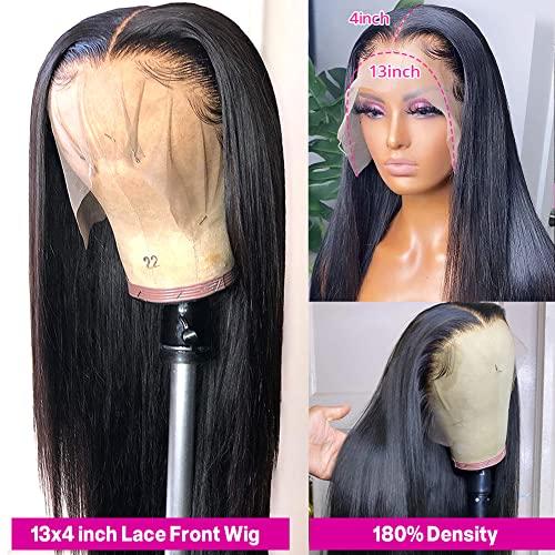 Subella Subella 13x4 Lace Front Wigs Human Hair Pre Plucked with Baby Hair Bleached Knots 10A 180% Density Brazilian Straight Lace Front Human Hair Wigs for Black Women (16inch)