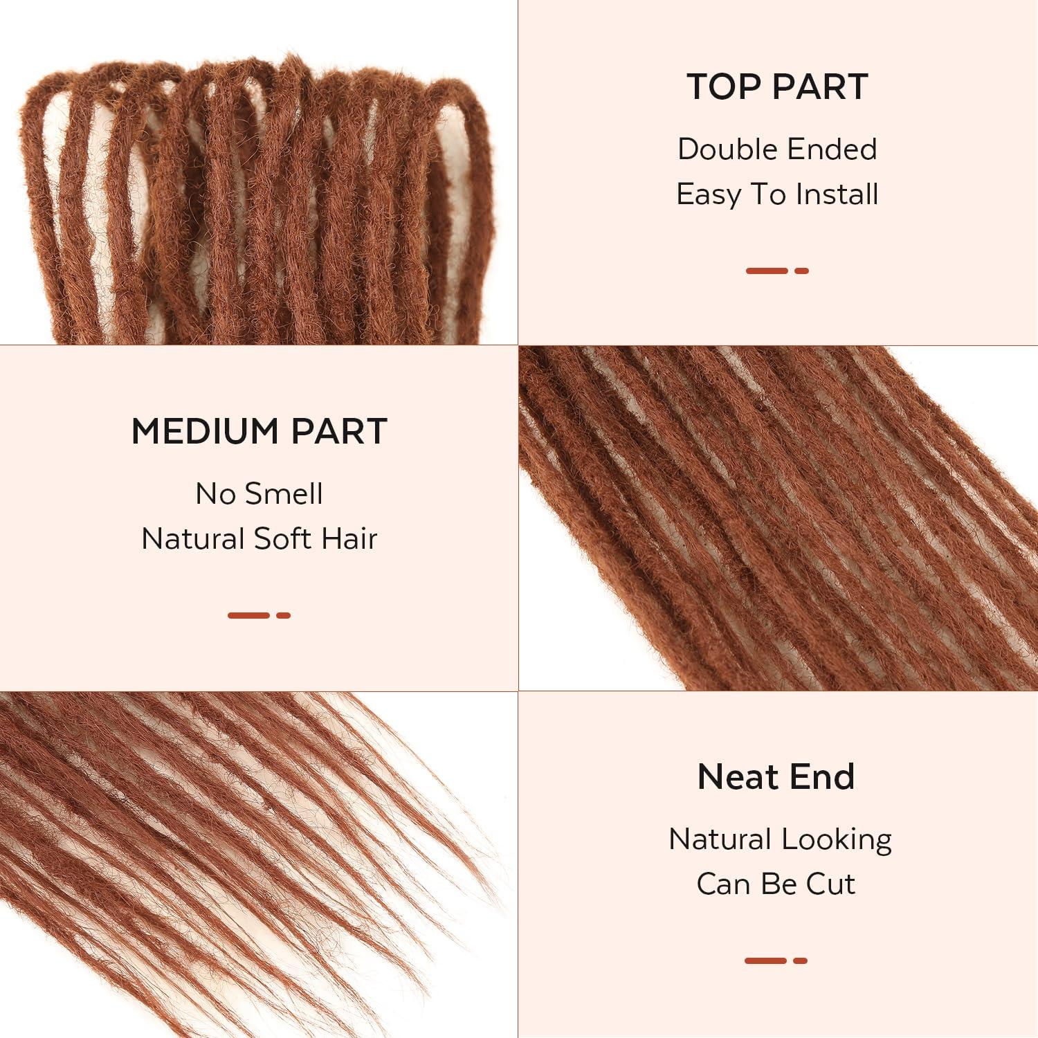 HANNE HANNE 24 Inch Double Ended Dreadlock Extensions 10 Strands Ginger Dreadlocks Extension for Black Women and Men Dreads Extensions (24 Inch DE Dreads, 350#)