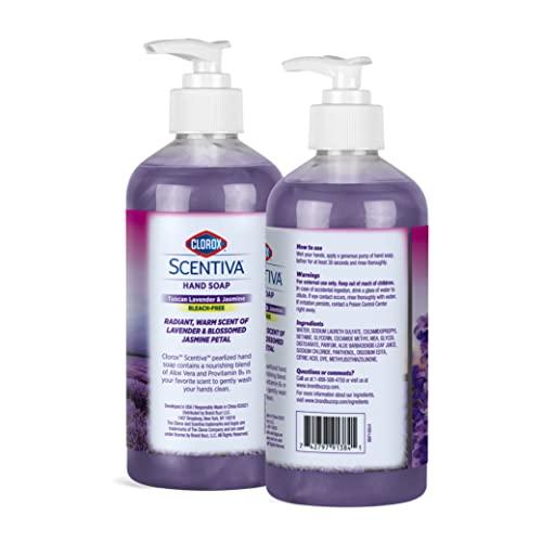Clorox Clorox Scentiva Liquid Hand Soap 14 oz Liquid Hand Wash with Aloe Vera Vitamin B5 BleachFree Scented Hand Soap for Kitchen or Bathroom, Tuscan Lavender & Jasmine, 1 Count (Pack of 4)