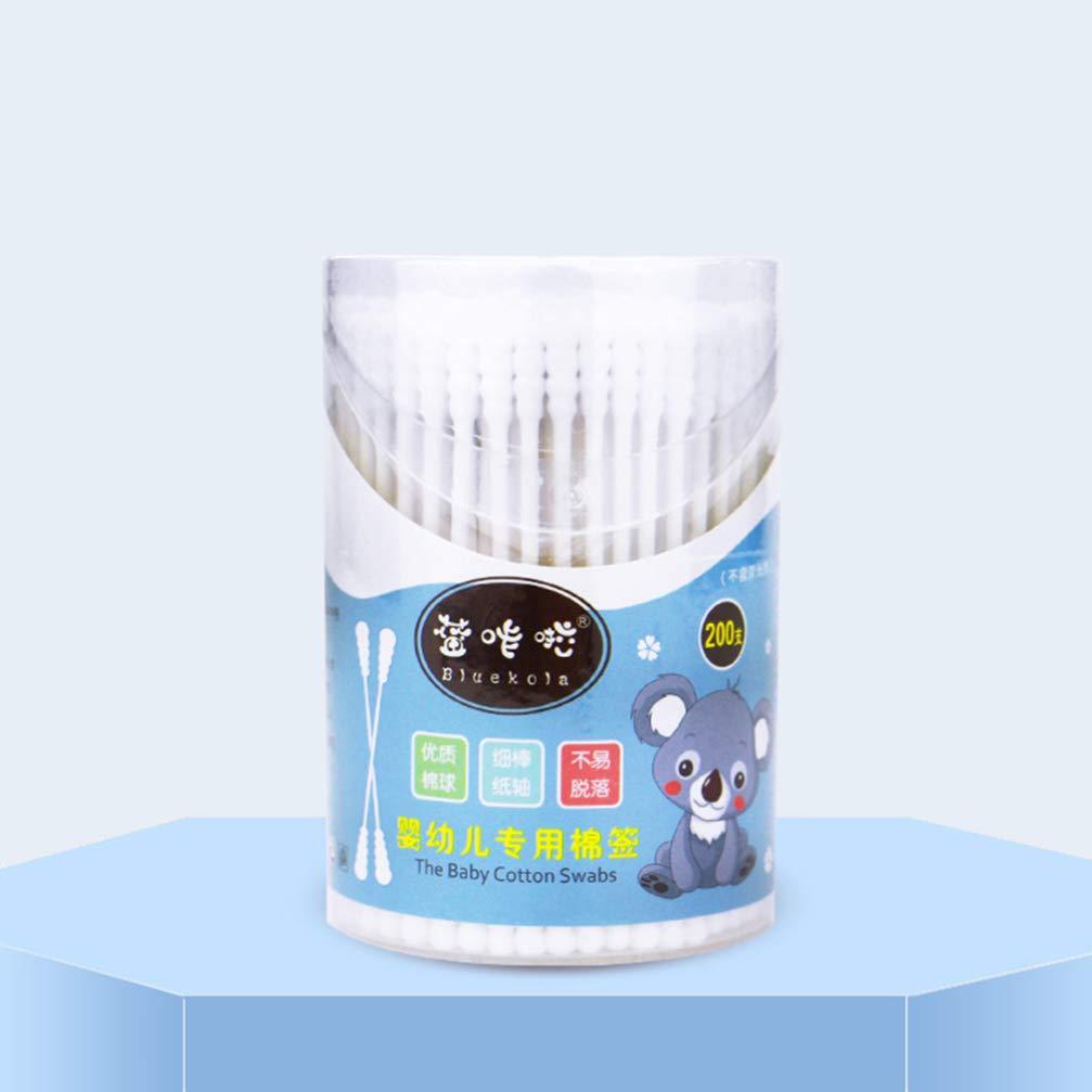 EXCEART Baby Cotton Swabs 2 Box 400Pcs Baby Safety Swabs Double Spiral Tips Cotton Swabs Paper Sticks Natural Cotton Buds Ear Cleaning Swabs White (200Pcs in 1 Box) Pointed Cotton Swabs
