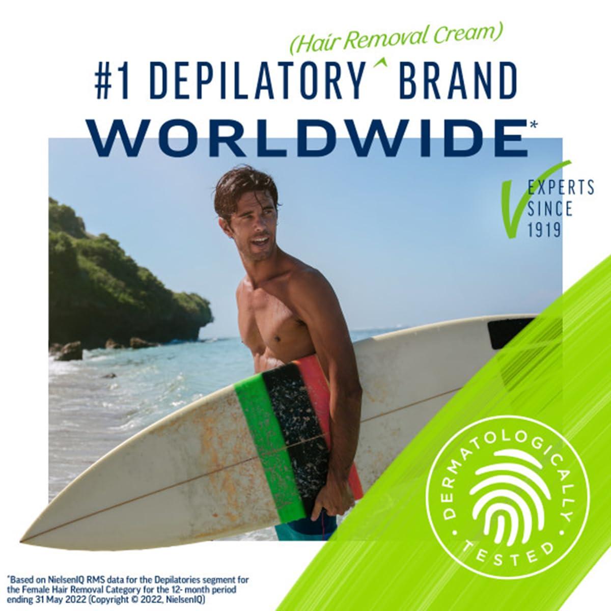 Veet Veet Sensitive Skin Dermatologically Tested 13.5 Fl Oz. 5 Min Men\'s Hair Removal Gel Cream with Spatula For Body, Chest & Back (2 Pack)