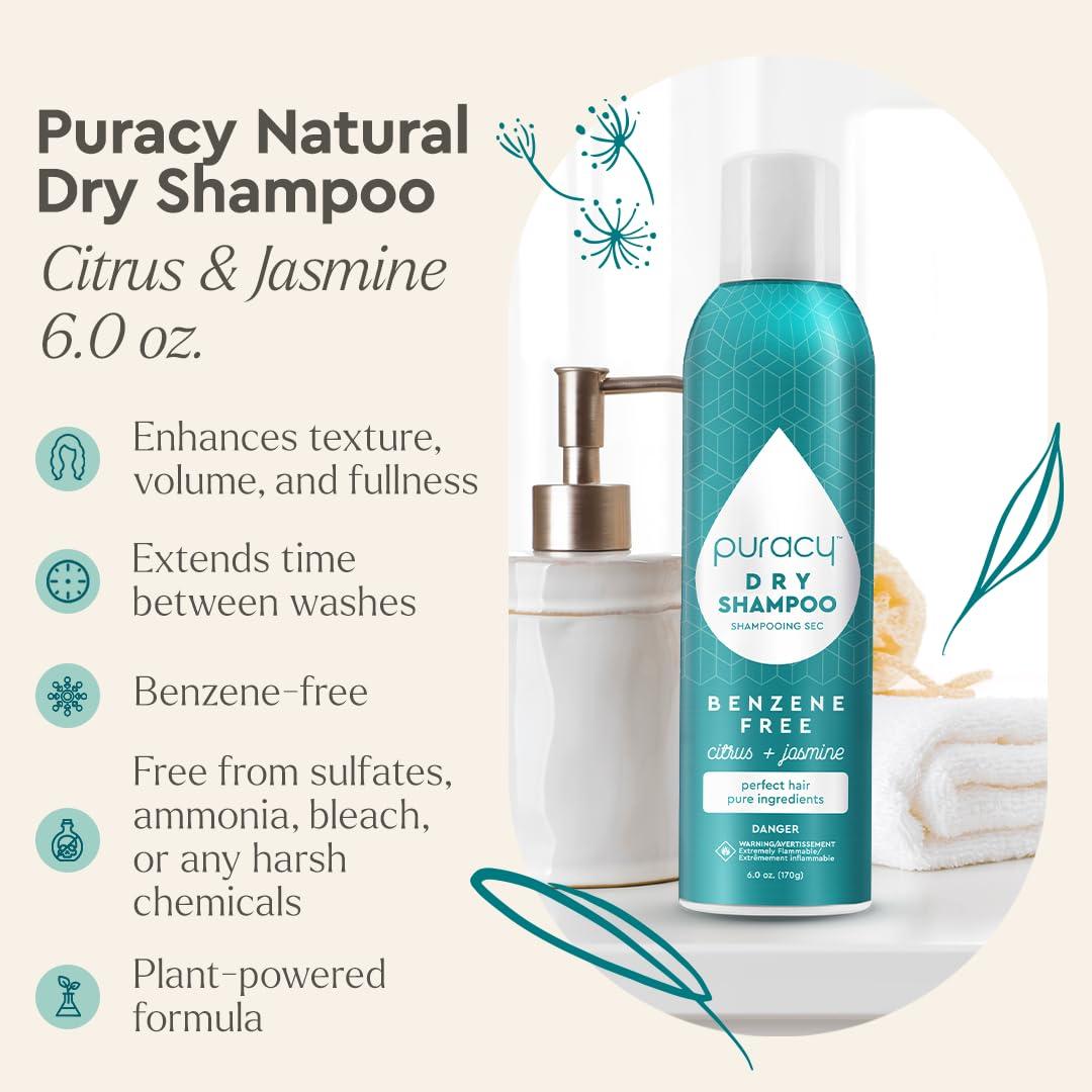 Puracy Puracy Natural Body Wash Refill, 98.6% Pure Plant Ingredients Shower Gel (Citrus & Sea Salt 48 oz) Natural Dry Shampoo for Women, Plant-Powered Cleansing Volumizing Dry Shampoo (Citrus & Jasmine 6 oz)