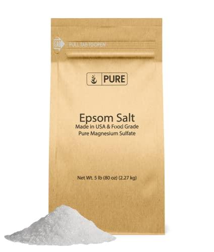 Pure Organic Ingredients Pure Original Ingredients Epsom Salt (5 lb) Pure Magnesium Sulfate, Food Grade, Soaking Solution