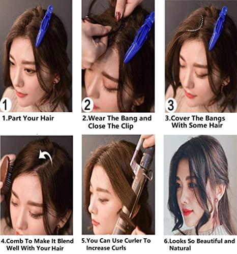 Dsoar Dsoar 2PCS Wave Side Bang Clip in Bangs Real Human Hair Wave Fringe Hair Extensions(Natural Black Color)