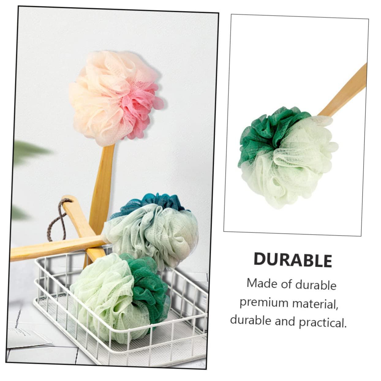 Healeved Healeved 3pcs Wooden Handle Bath Brush Body Cleaner Large Bath Puff Loofah Spong Esponjas para El Cuerpo Loofah Back Scrubber Long-Handled Shower Tool Mesh or Super Soft Cleaning Brush, 25x10cm