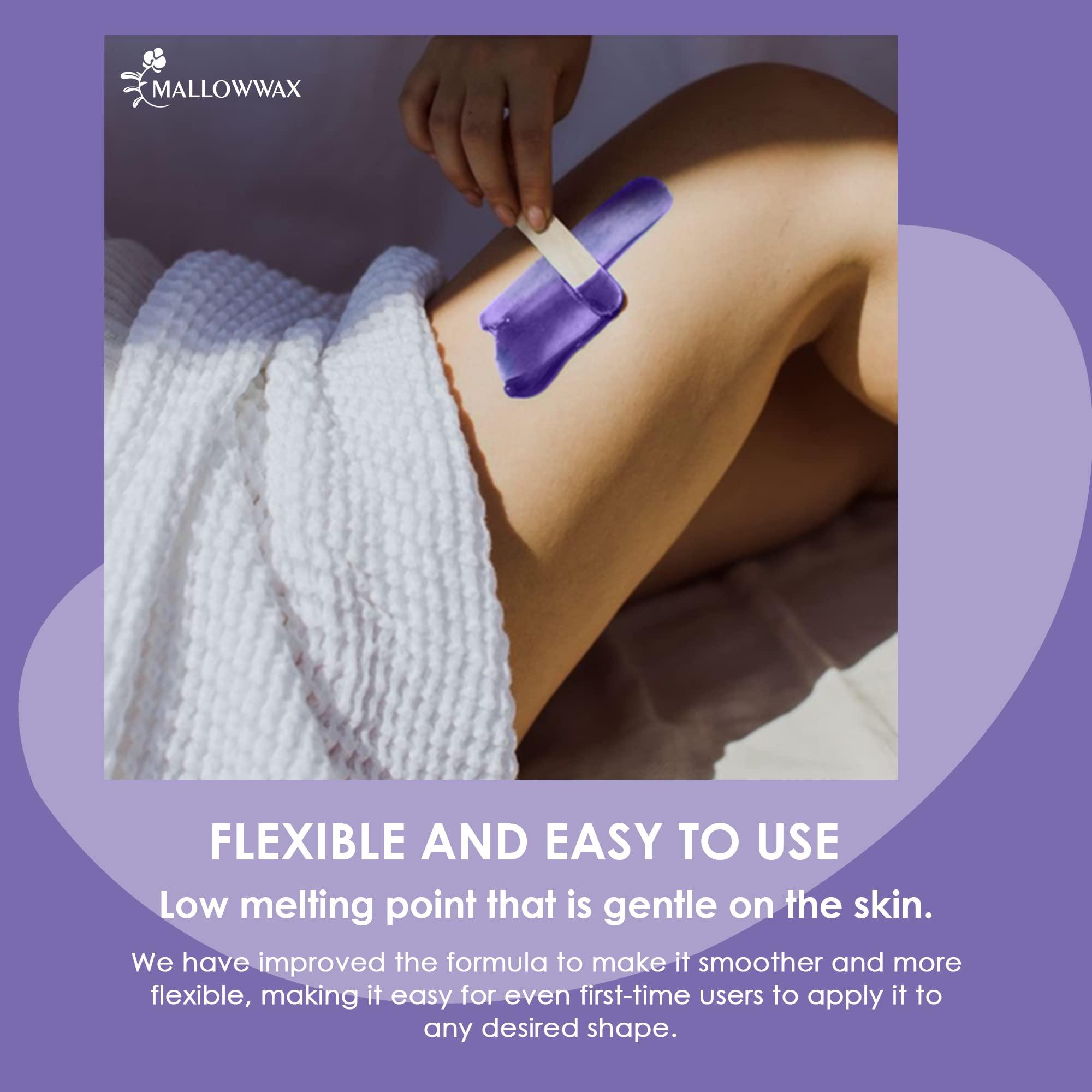 Mallowwax Mallowwax Hard Wax Beads, Wax Beans for Hair Removal, Natural Lavender, Stripless, Coarse Body Hair Specific - Ideal for Bikini, Brazilian, Legs, Underarms, Chest, 16 Ounce