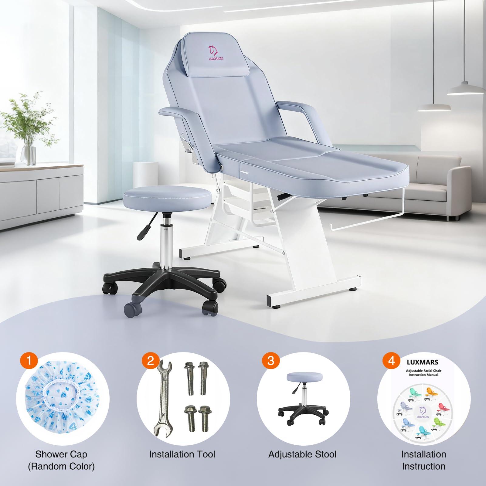 LUXMARS LUXMARS Facial Chair Massage Table 73in 3-Section Multipurpose Massage Bed Professional Tattoo Table Salon Spa Equipment for Facial Spa Beauty Spa Salon Equipment-Purple