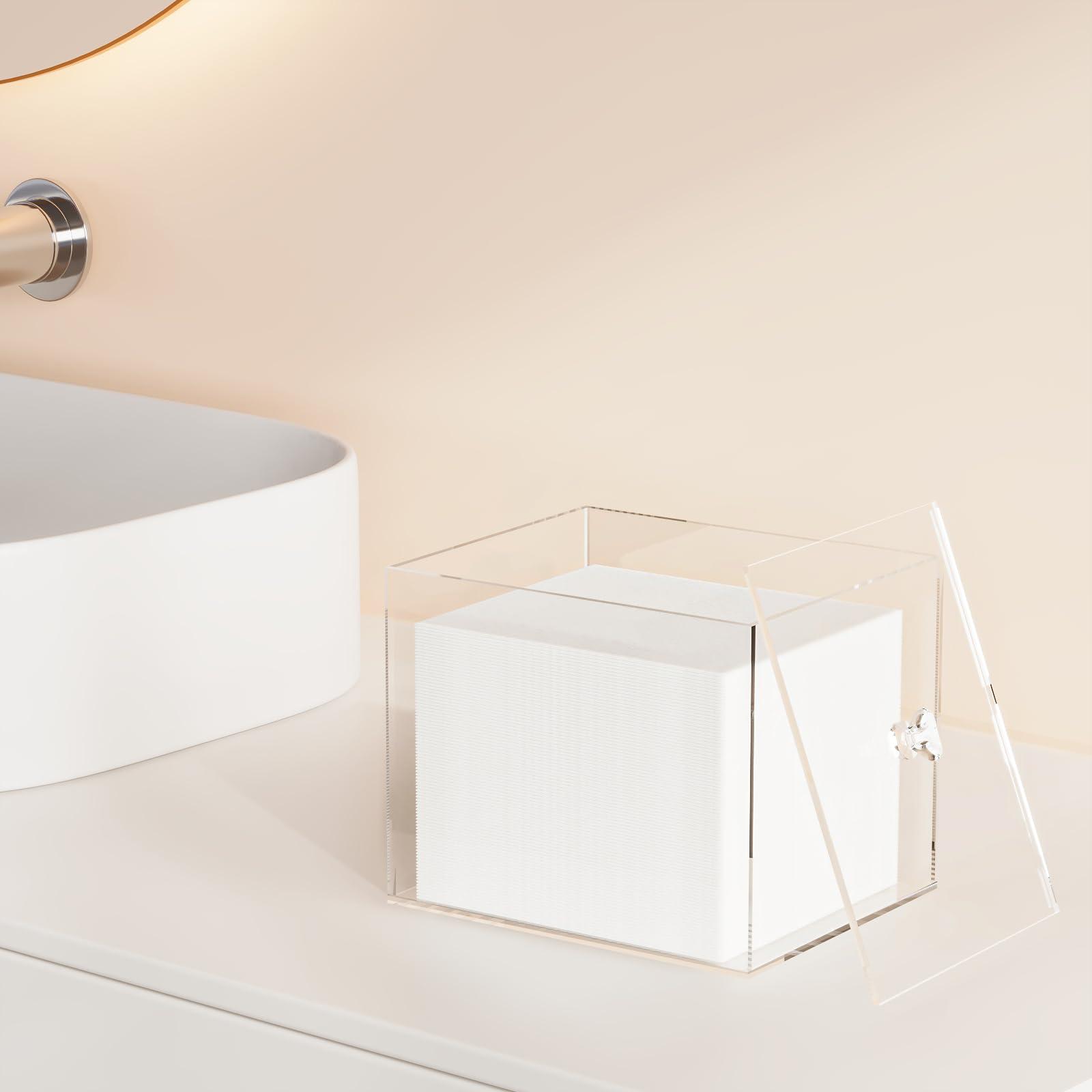 JHJFRAWY JHJFRAWY Disposable Face Towels Holder For Clean Skin Club Face Towels, Acrylic Container Box, Bathroom Towel Storage, Disposable Face Towels Organizer, Towel Holder (Towels Not Included)