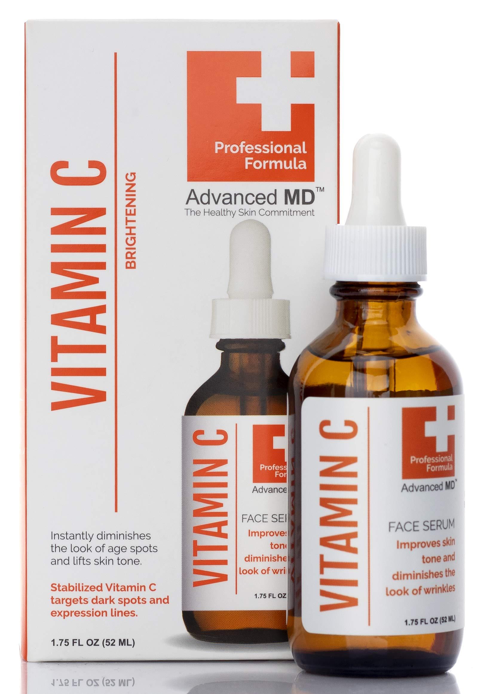 Advanced MD Advanced MD Vitamin C Brightening Face Serum Skin Care - Professional Formula To Diminish The Look of Age Spots & Lift Skin Tone - Concentrated Vitamin C, Ferulic Acid, Antioxidants
