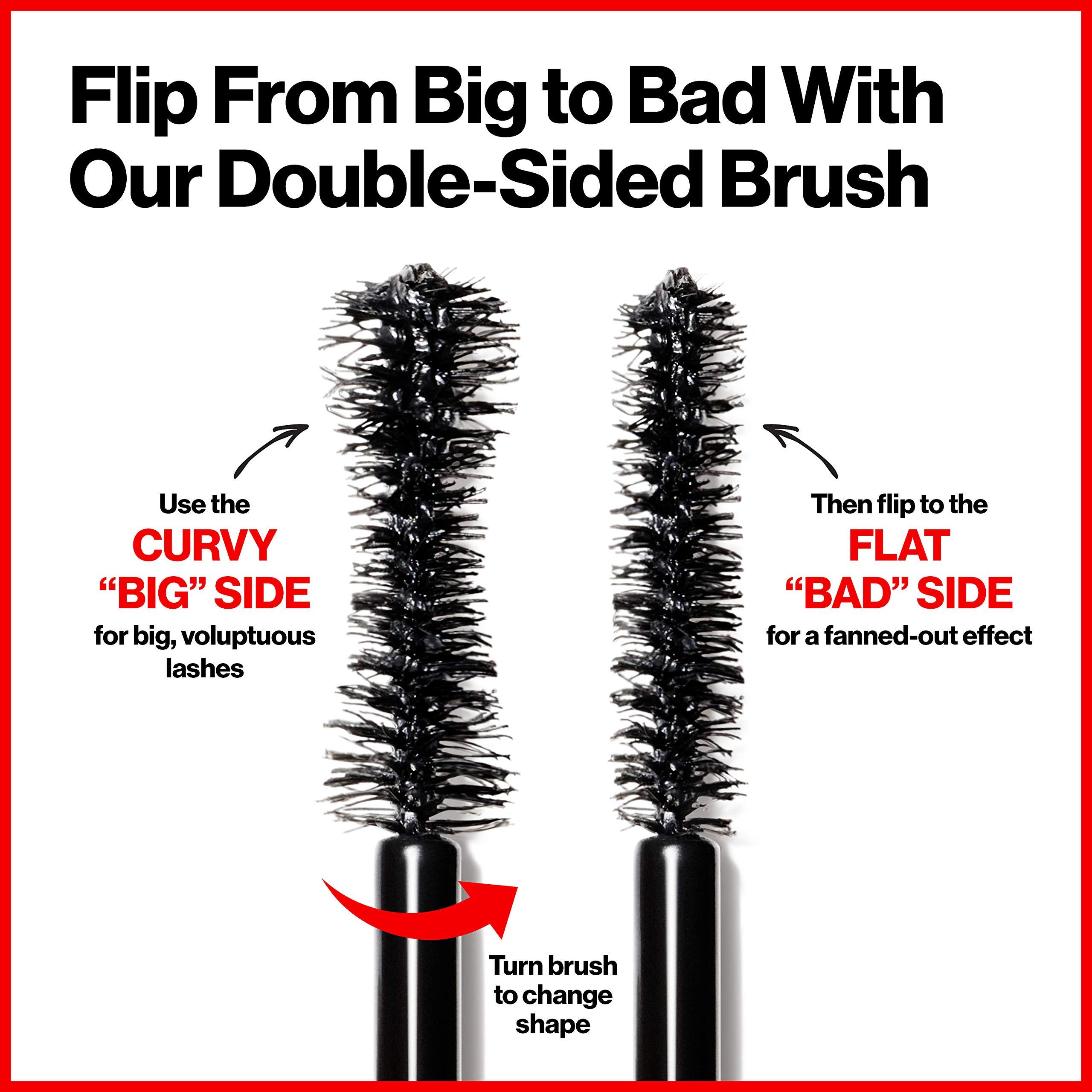 REVLON Revlon Mascara, So Fierce Big Bad Lash Eye Makeup, Volumizing, Lasts up to 24 Hours, No Clump, Smudge-Proof, Flake-Free, 762 Waterproof Blackest Black, 0.34 fl oz
