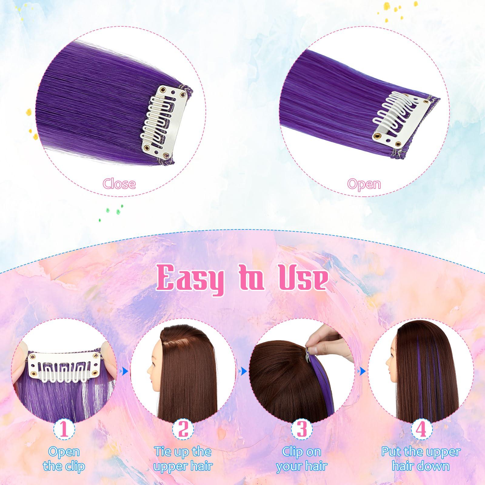 FeidyLong FeidyLong Bright Yellow Hair Extensions, 1 PCS 24 Inch Long Straight Clip in Hair Extensions, Synthetic Hairpiece for Kids Girls Women Highlight Party