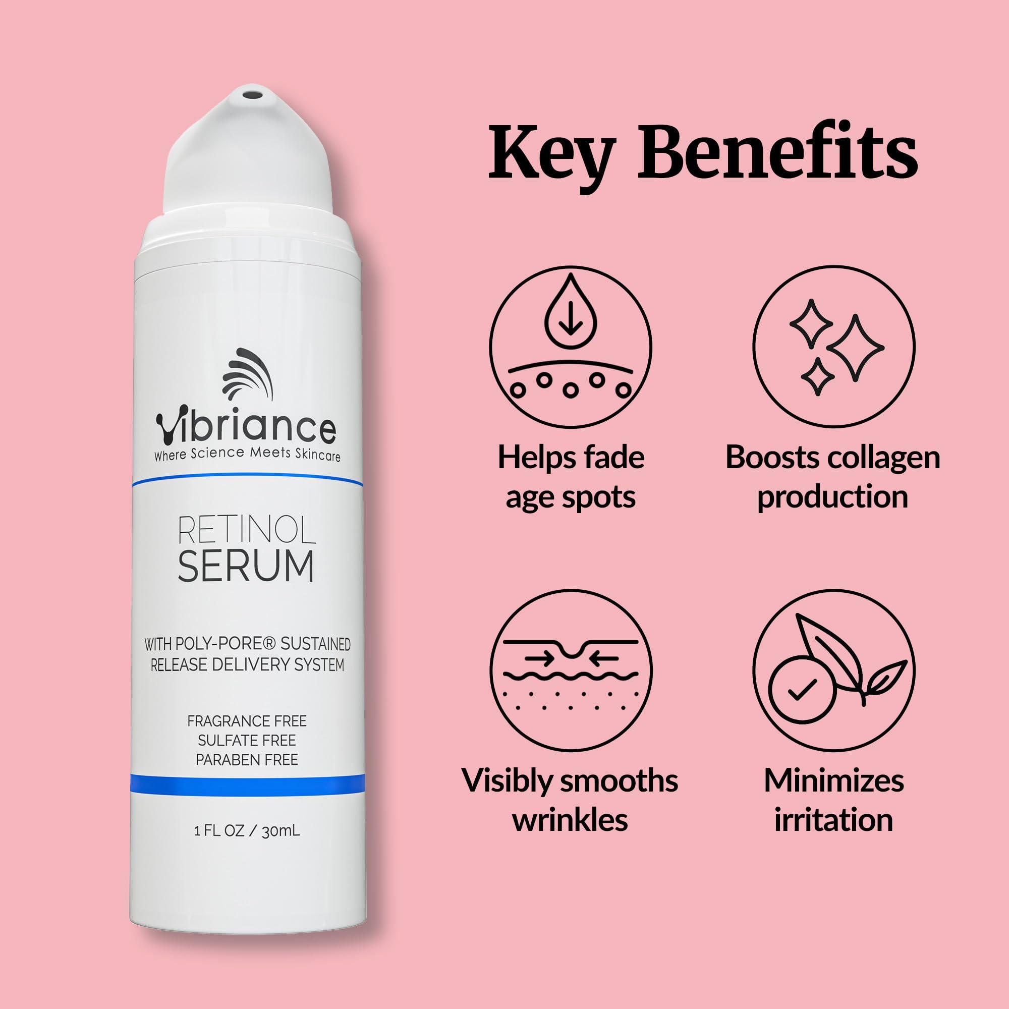 Vibriance Vibriance Retinol Serum for Face - Reduces Appearance of Deep Wrinkles and Large Pores, Enhances Tone, Improves Complexion - Sensitive, Mature Skin Night Cream - 1 fl oz