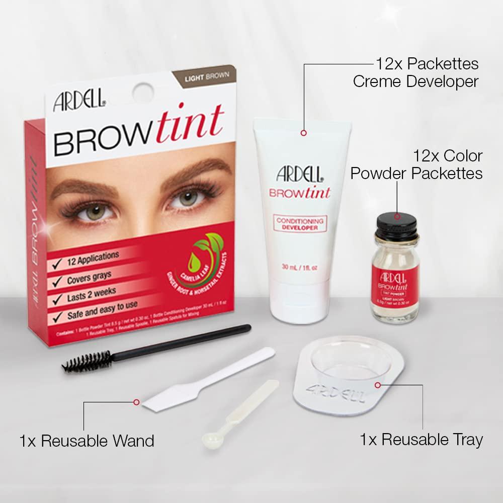 Ardell Ardell Brow Tint Kit Light Brown - Semi-Permanent Eyebrow Dye, Long-Lasting Brow Color with Natural Extracts, Complete Eyebrow Tint Set, 1 Pack