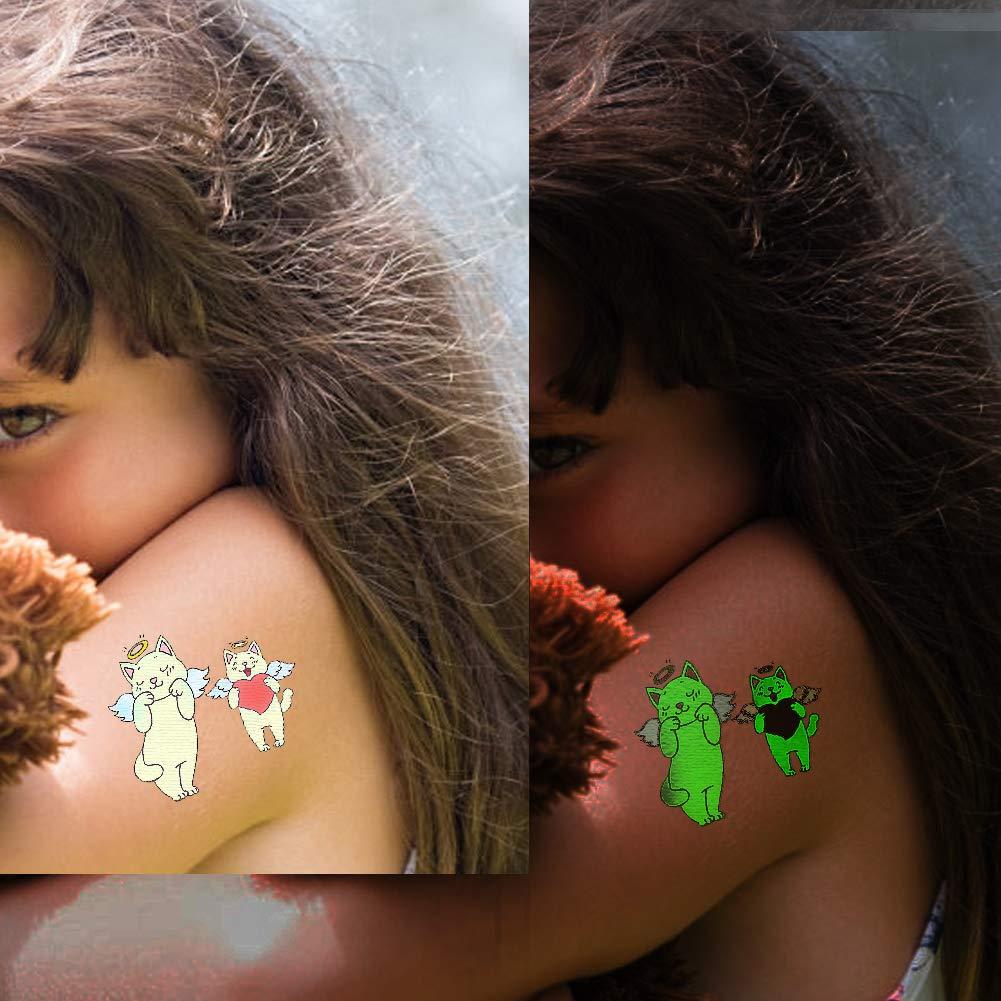 Fanoshon Fanoshon Cat Face Tattoos Temporary for Kids, 12 Sheets Small Halloween Glow in the Dark Cat Paw Kitten Waterproof Body Stickers Birthday Party Favor Goody Bag Fillers,Cartoon Pet Tattoo Sticker Set