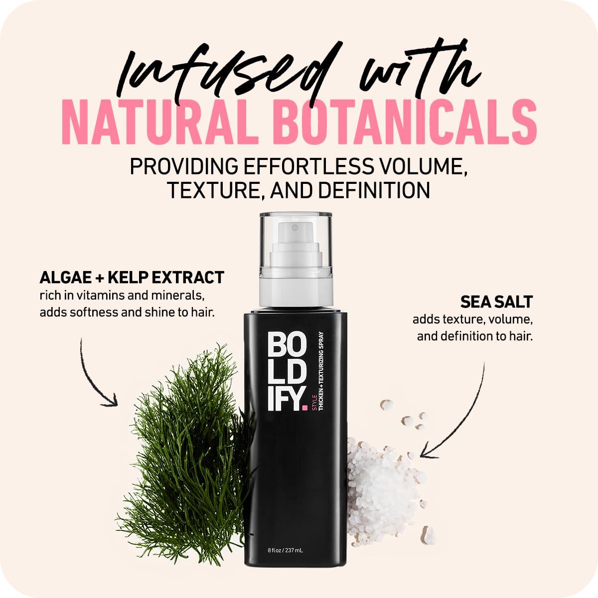 Boldify Boldify Thickening Spray + Shampoo + Conditioner Hair Thickening Bundle: Volume, Root Lift, Texture, Biotin for Hair Retention, Recommended for Men & Women