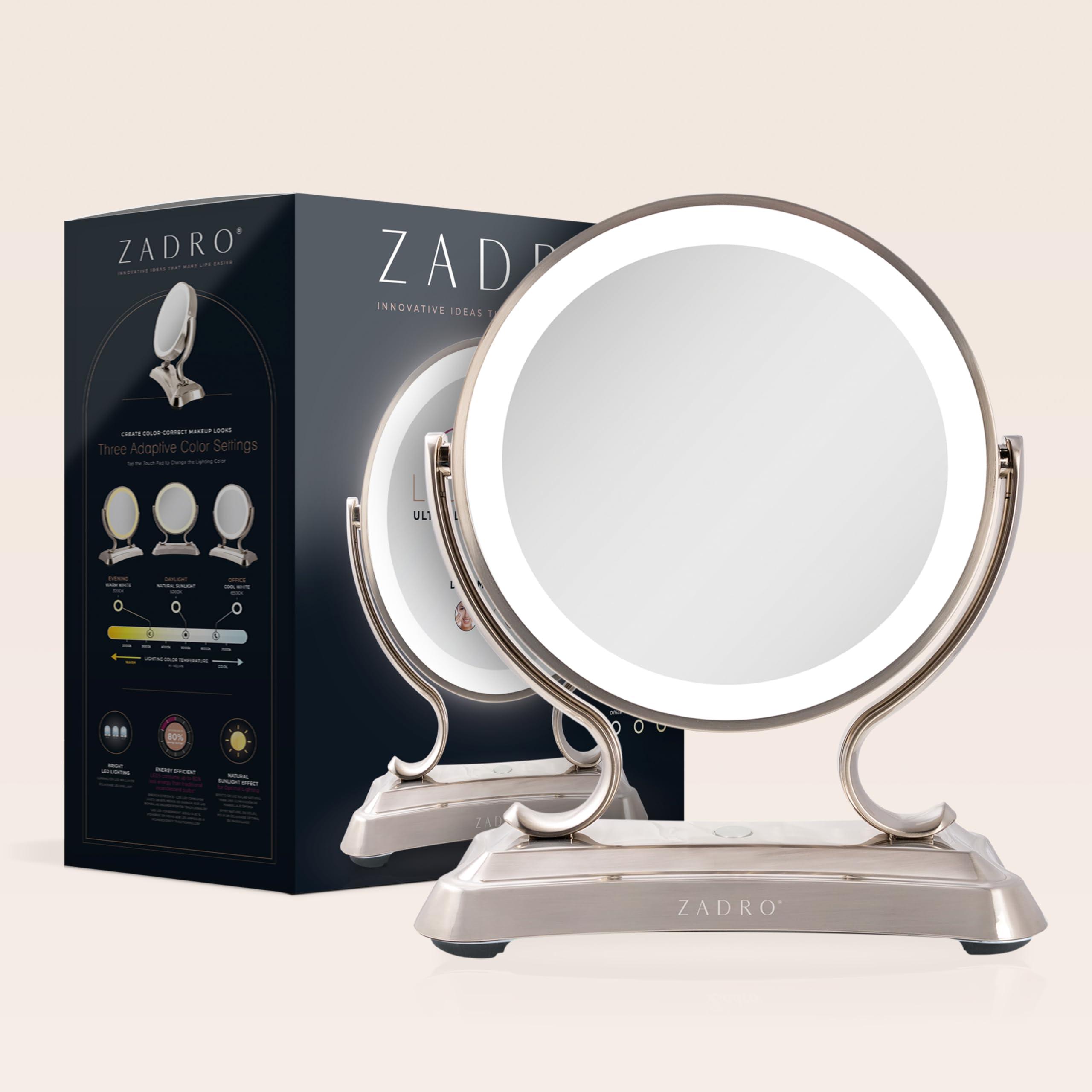 Zadro Zadro 12" Glamour LED Makeup Mirror with Lights and Magnification 5X/1X Touch Control Mirror with Lights for Makeup Desk (X-Large | 5X/1X | 12" W x 16" H | LED, Polished Nickel)