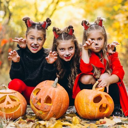 Teaaha Glitter Devil Horns Headband Red Halloween Devil Ears Headband Tiefling Horns Cosplay Costume Accessories for Women Men,Fancy Dress Cosplay and Demon Devil Themed Parties Hairband (Red)