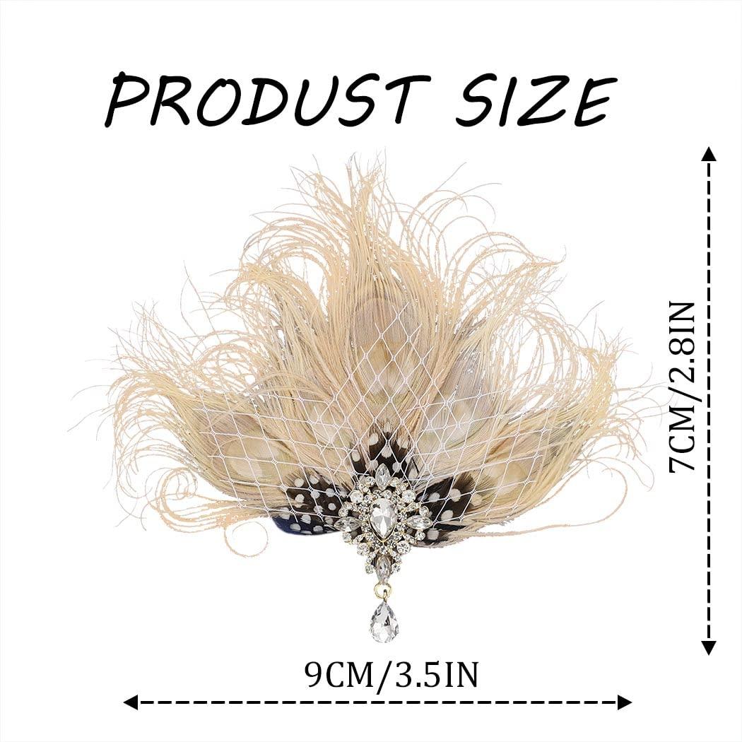 GENBREE GENBREE Peacock Hair Clip 1920s Feather Hair Piece Crystal Headband Prom Party Head Accessories for Women and Girls