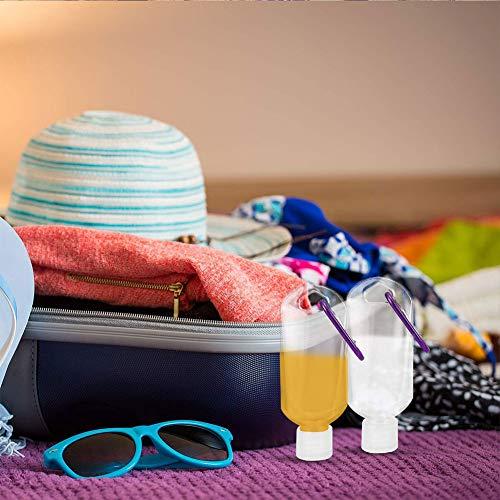 LISSO 50 Pack Travel Plastic Clear Keychain Bottles,2 oz Leakproof Refillable Empty Bottles Portable Liquid Squeeze Container Flip Cap (50PC)