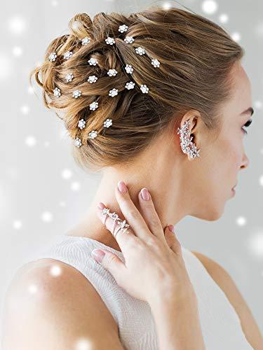 EBOOT 40 Pack Bridal Wedding Hair Pins Rhinestone Hair Clips Accessories for Women and Girls (Style D)