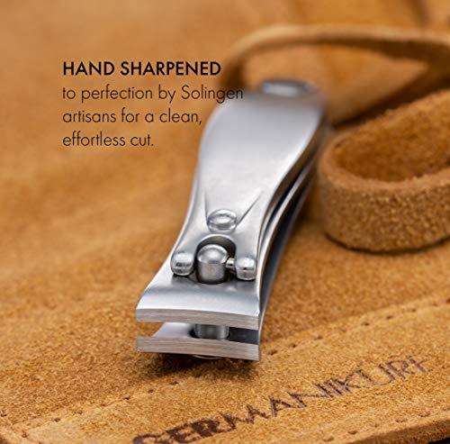 GERmanikure GERMANIKURE 5pc Manicure Set in Light Blue Leather Case - Made in Solingen Germany, FINOX Stainless Steel Tools – Professional Quality Compact Nail Grooming Kit