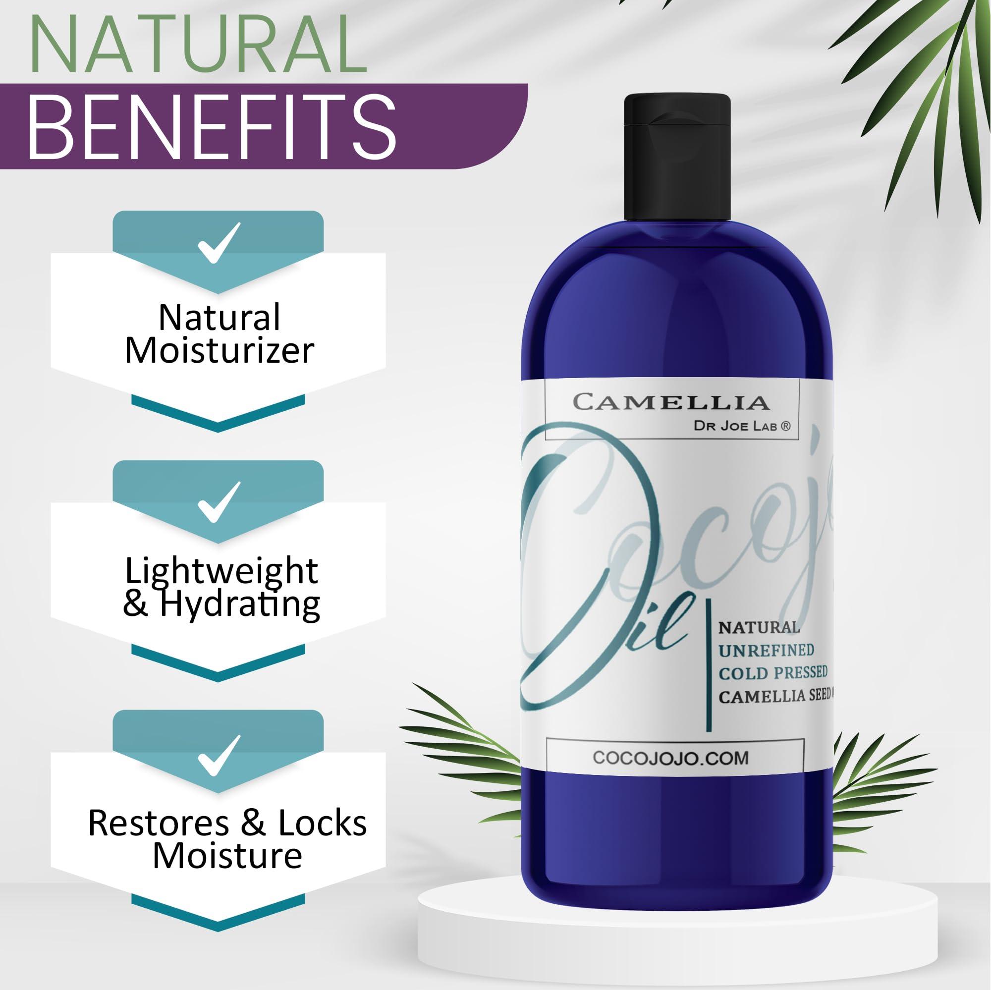 Dr Joe Lab Dr Joe Lab Japanese Camellia Seed Oil - Pure, Cold Pressed, Non-GMO Carrier - 8 oz - for Skin, Hair, Nails, Body, Facial Hair - Hydrating Moisturizing Vegan Nourishing - Packaging May Vary