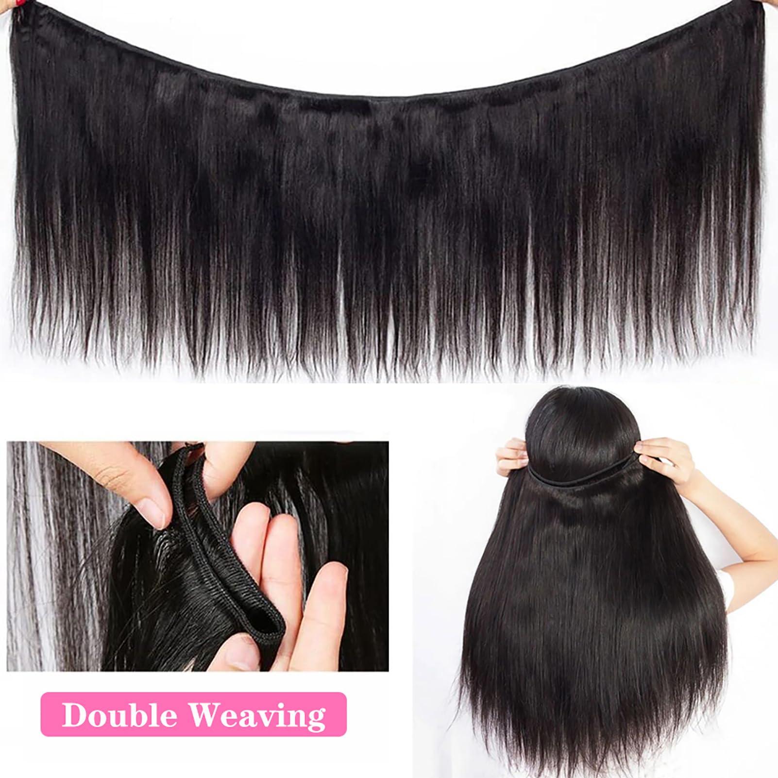 Wowqueen Beauty 10A Straight Single Bundles Human Hair 10 Inch Brazilian Straight Human Hair Bundles 100% Unprocessed Virgin Weave Bundles Human Hair 1 One Bundle Natural Black Color