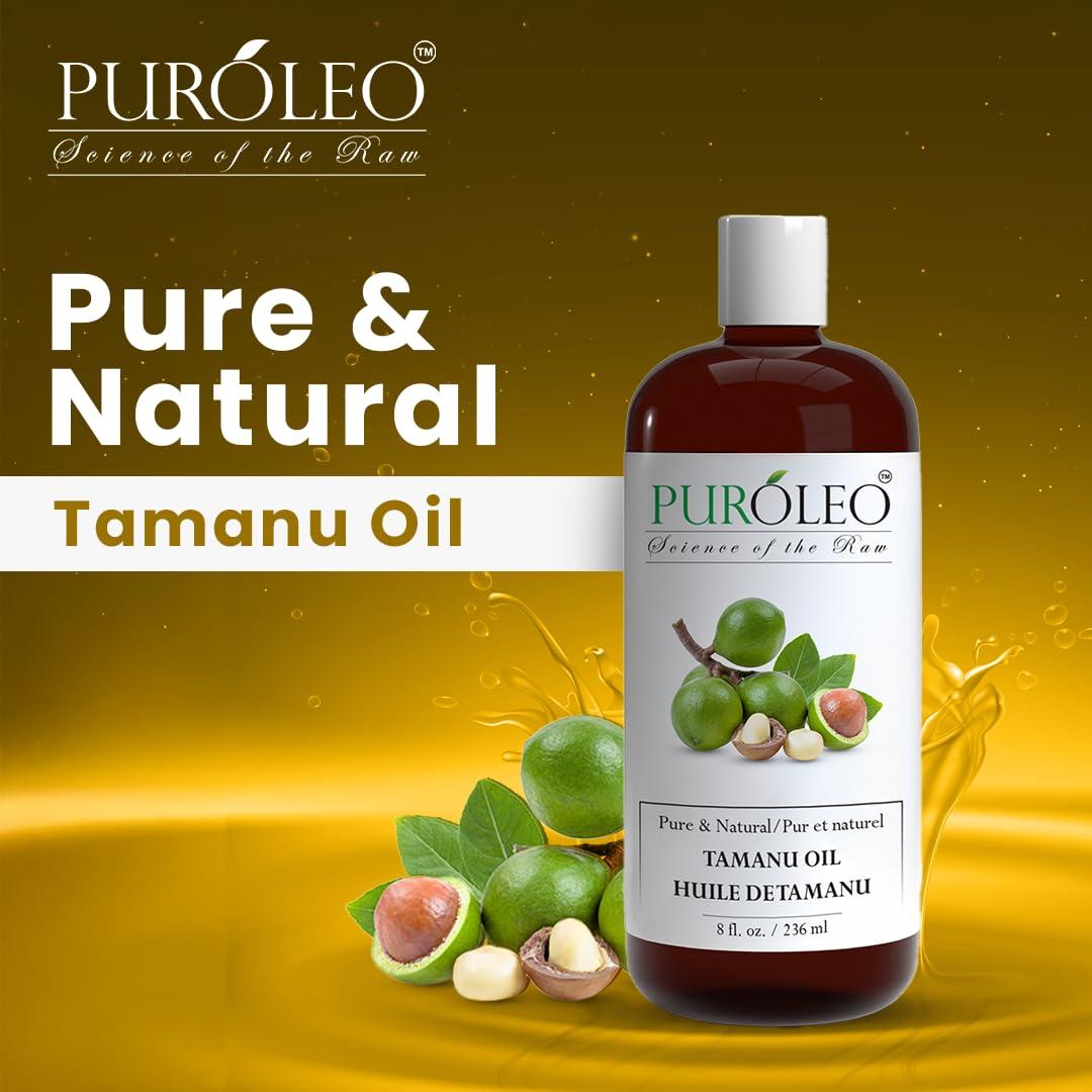 PURLEO PUROLEO Tamanu Oil 8 Fl Oz/236 ML (Packed In Canada) 100% Pure Certified | Natural Cold Pressed Unrefined Oil for Hair & Face Premium packaging with Eye Dropper tamanu oil for face skin virgin