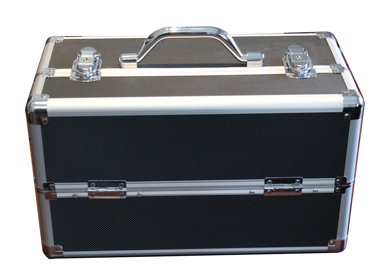 Hongwa Hongwa Black Aluminum Like Hard Makeup Train Case Store and Carry