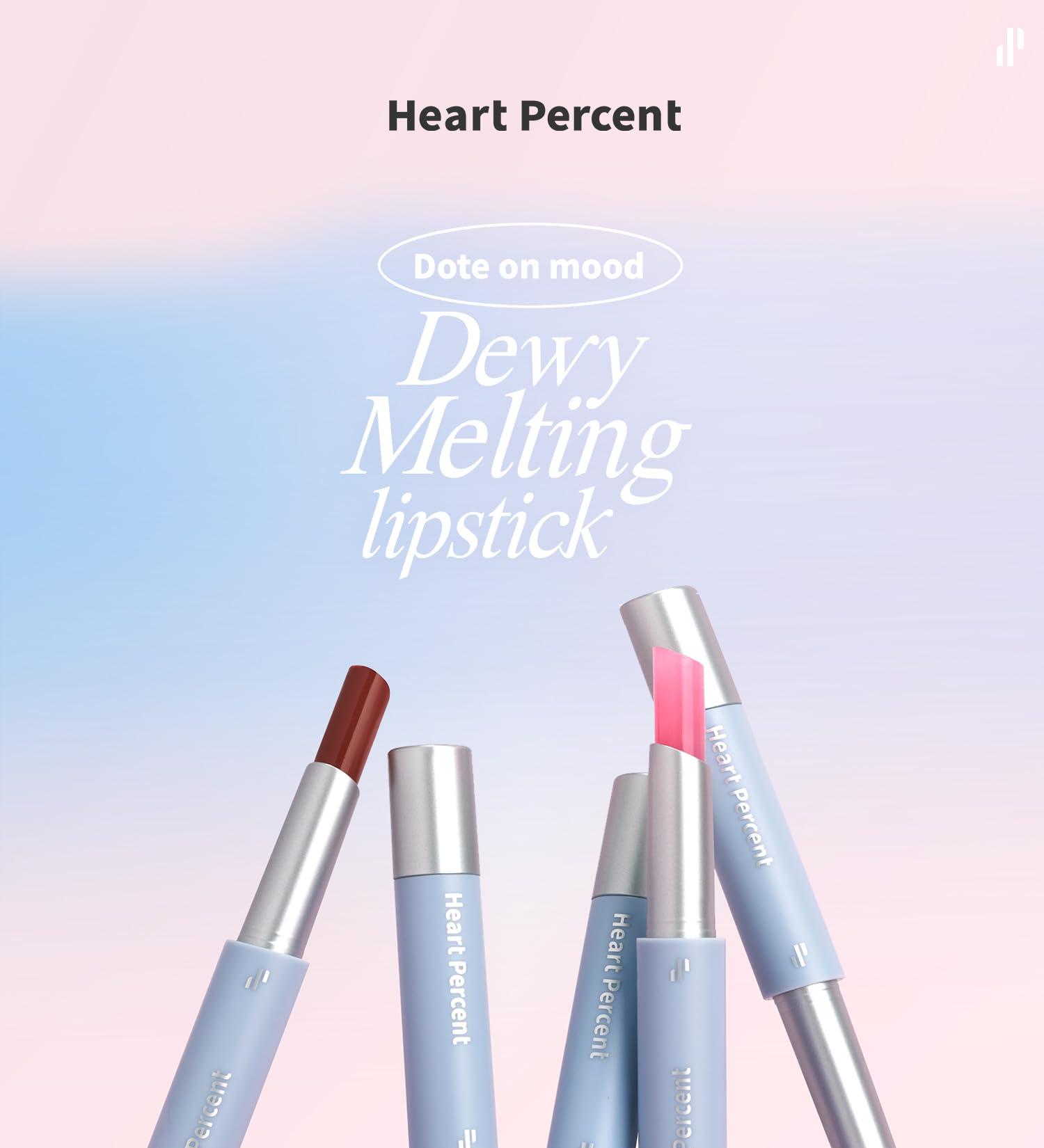 Heart Percent Heart Percent Dote On Mood Dewy Melting Lipstick High-Shine Glow & Wet Look Glossy Finish Lip Color, 01. Dewy Glow
