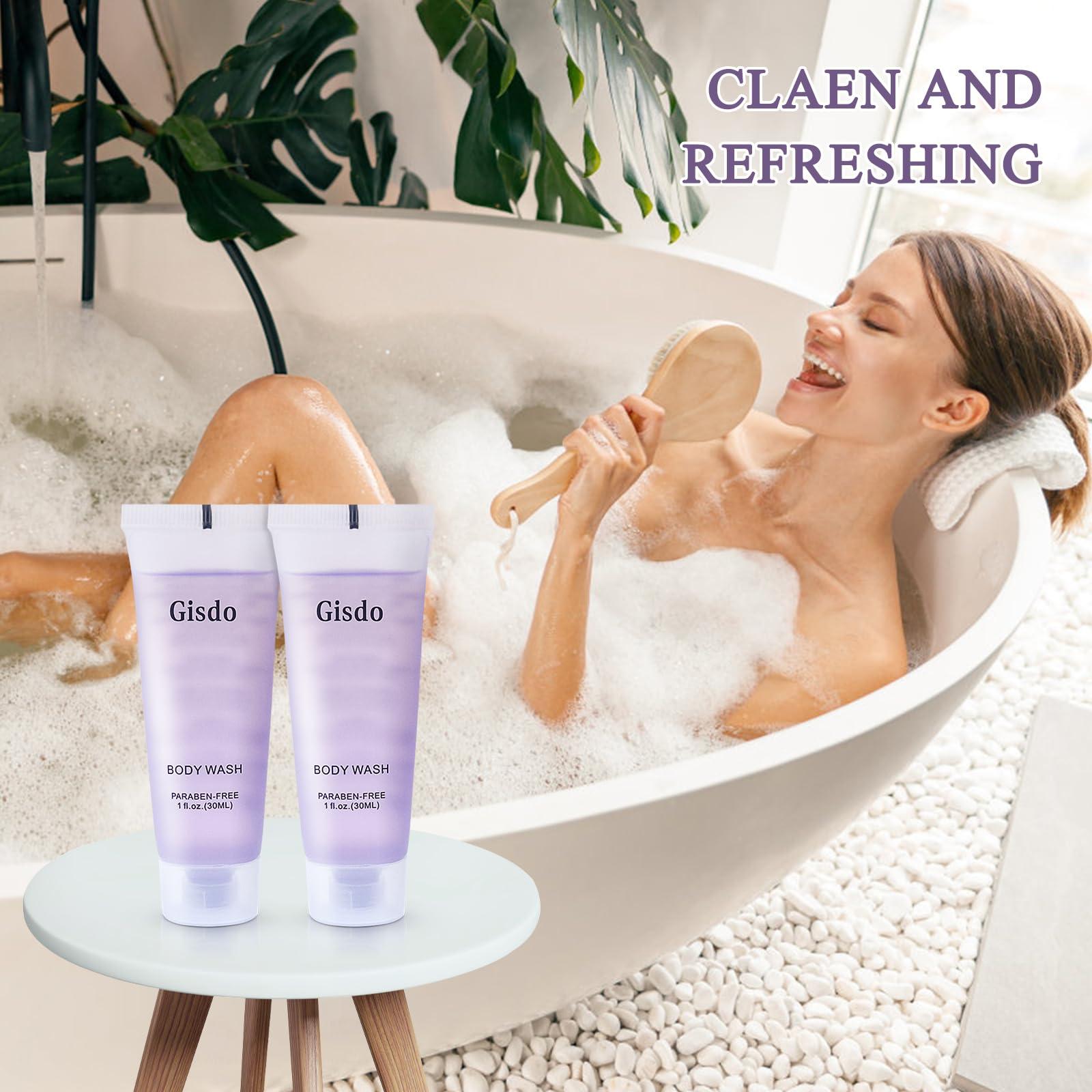 Gisdo Gisdo Travel Size Body Wash Bulk (1 fl oz, 50 Pack), Refreshing Hotel Body Wash, Mini and Small Size Shower Gel, Guest Hotel Toiletries in Bulk