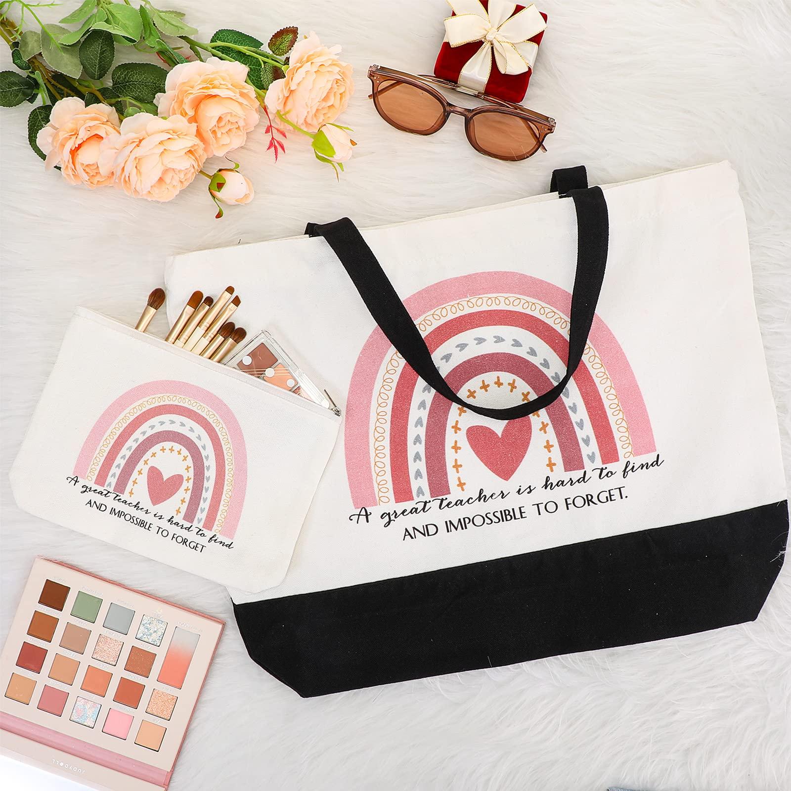 Kajaia Kajaia Teacher Gift Tote Bag Employee Appreciation Gift Bulk Cosmetic Bag for Nurse Team Coworker Hr(Rainbow)