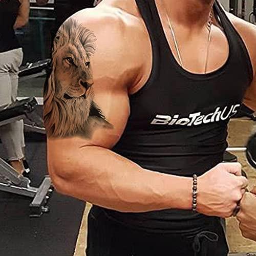 AWLEE Temporary Tattoos for Men Women Large Tribal Totem Eagle Owl Wolf Tiger Dragon Lion Pattern Waterproof FakeTattoos Body Half Arm Shoulder Chest (Pattern 3)