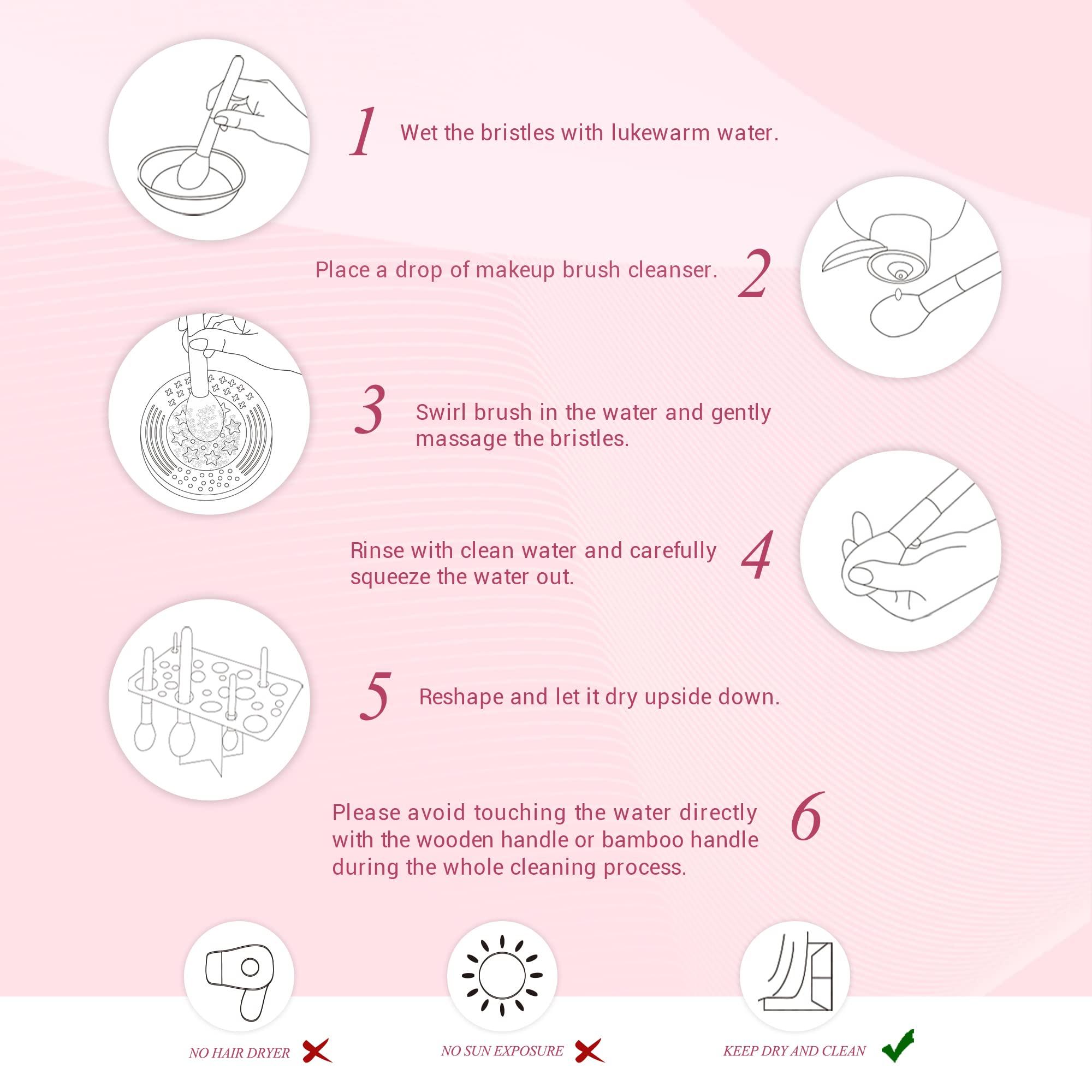 Jessup Jessup Makeup Brushes, Labeled Makeup Brush Set Premium Synthetic and Natural Hair Foundation Powder Concealer Eyeshadow Blending 15pcs Brush Kit, Rose Gold/Black T160